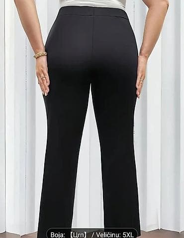 zenske majce: Crne ženske pantalone sa visokim strukom – klasičan, ravan kroj - — 2