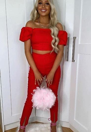 Crop top majica puf rukavi