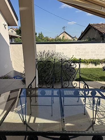 dormeo proizvodi sa greskom: Kovano baštensko garnitura – sto sa staklenom pločom i 6 stolica - — 6