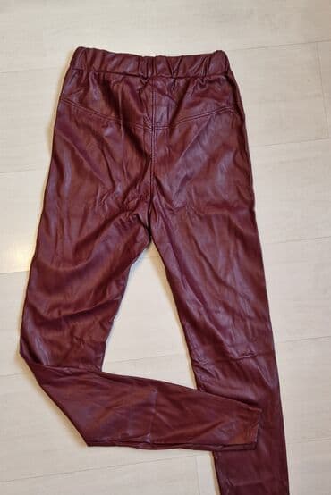 pantalone elipsa: Leather, color - Burgundy, Single-colored — 3