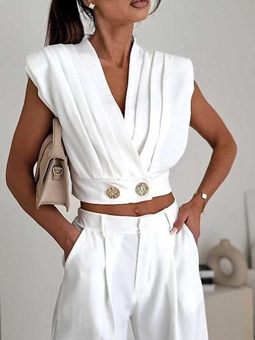 Lične stvari: 🔥Ženski elegantni komplet – prsluk crop i široke pantalone
✅3200 din — 5