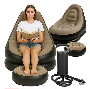 baštenska stolica forma ideale: GARDLOV ergonomski set na naduvavanje – fotelja + tabure + pumpa — 1