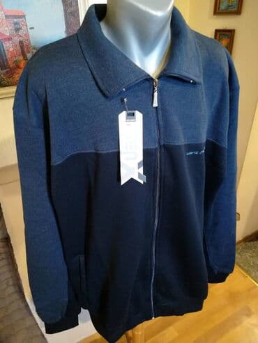 minđuše sa biserima: Sweatshirt, 5XL (EU 62), color - Blue, With a hood — 3