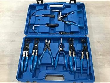 Heftalice: Komplet klešta za auto šelne i creva – 9 delova u koferu Opis: - — 2