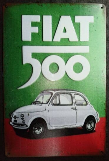 teretne gume 15 c: Dekorativna metalna retro tablica - FIAT 500 Dekorativna metalna — 5