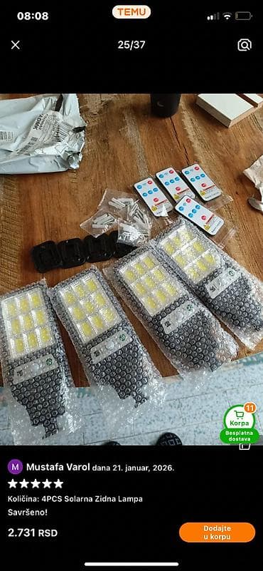 6 komada Solarno Napajana LED Svetiljka sa Senzorom Pokreta -