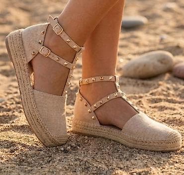za balet: Ženske espadrile sa kaiševima i nitnama - Model: zatvorena prednja — 1