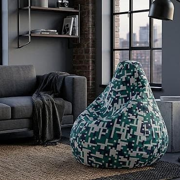 Nameštaj: Lazy bag – Kvadratići u zeleno, teget i sivim bojama (šifra: 030-270) — 1