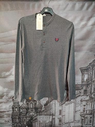 Muška majica dugih rukava sa dugmadima (henley stil), siva. -