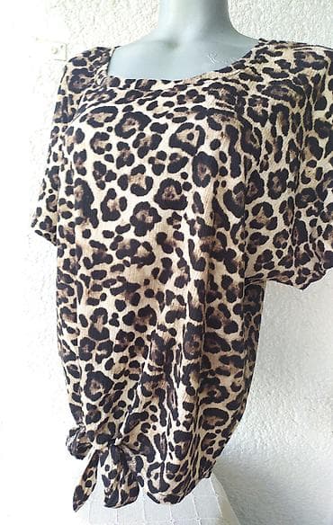 animal print bluza: "JANINA" Bluza Leopard Print - Kratak Rukav * L ⭕ Stanje: Odlično - — 6