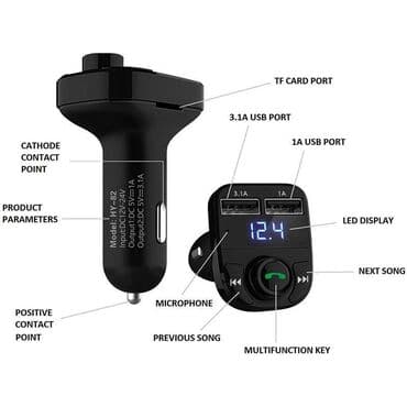 sinsay bluetooth slusalice: FM predajnik i USB punjač G32, 2 USB, Bluetooth 5.0, MP3/WMA — 1