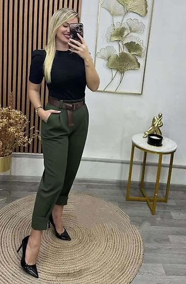 prugaste pantalone: ✅Ženske elegantne pantalone sa visokim strukom i kaišem
2300 din — 4