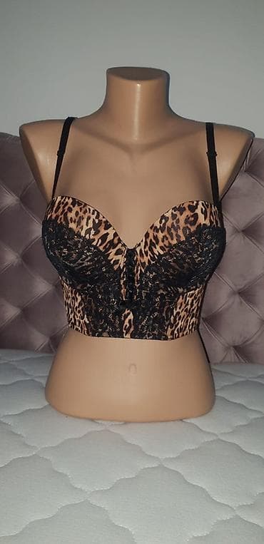 bonatti donji veš: Ženski longline grudnjak sa leopard printom i crnom čipkom - Model — 4