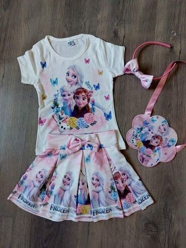 Frozen komplet Majica + suknja + torbica + rajf Veličine 2/3 7/8 Cena