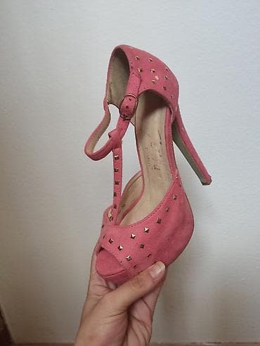 roze nike patike: Ženske sandale na visoku štiklu sa platformom - Boja: puder/roze - — 4