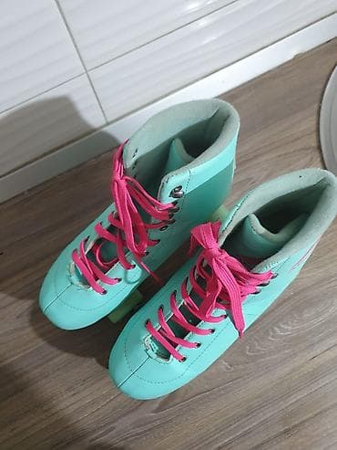 ski pantalone deca: Rolsule - Boja čizme: mint/tirkizna - Pertle: jarko roze - Visoka — 7