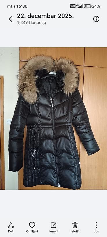 kapa kacket: Jakna sa pravim krznom M Ženska zimska jakna/kaput, crna — 3