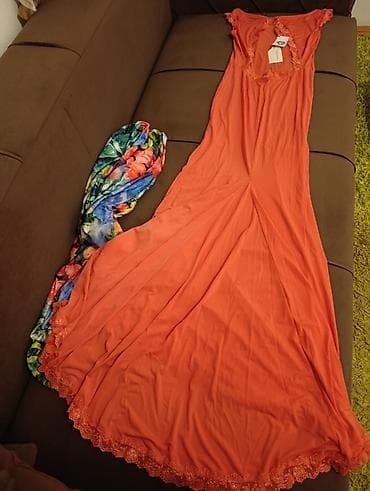 haljine leprsave: Duga ženska haljina Sonja Fashion – narandžasta - Model: duga — 4