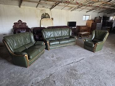 dekor platno za namestaj: Komplet kožne garniture za dnevnu sobu – 1 - Sastav: trosed, dvosed i — 3