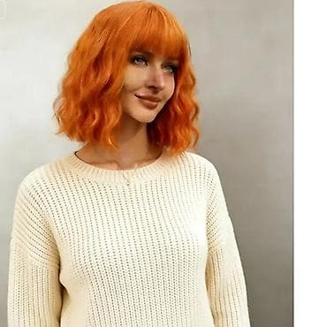 piling za telo: Ova narandžasta, talasasta perika srednje dužine, sa šiškama, nudi — 3