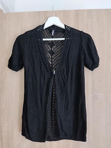 Ženska lot majica i bluza – 4 kom - Crni pleteni kardigan na kratke