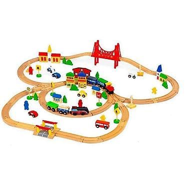 bozicni voz igracka: DRVENA SET ŽELEZNICA NA BATERIJE – 90 elemenata | ECO TOYS Šifra — 1