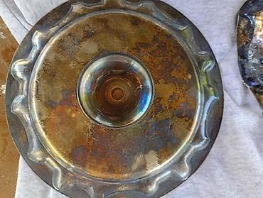 russka: Dekorativni set od metala – tanjir i činija u obliku lista - — 4