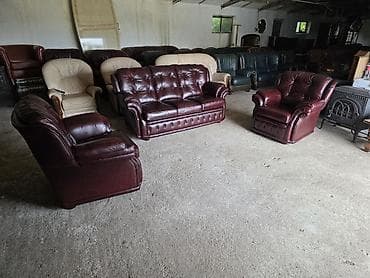 Kožni set za dnevni boravak – bordo - Komplet: trosed + 2 fotelje - na lalafo.rs Kožni set za dnevni boravak – bordo - Komplet: trosed + 2 fotelje -