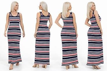 Ženska obuća: Ženska maxi haljina bez rukava – prugasti dezen - Kroj: duga — 3