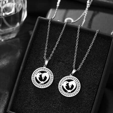 Privesci za nakit: Lancic - Delfini sa kristalima M2 - 316L Predivna ogrlica koja nikada — 3