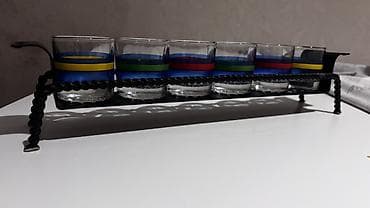 kolica za transport: Stona garnitura za rakiju/liker – set od 6 čokanjčića sa stalkom,mnogo — 3