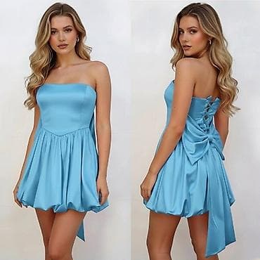 zara haljina s: Svečana mini haljina od satena - Model: strapless (bez bretela) sa — 2