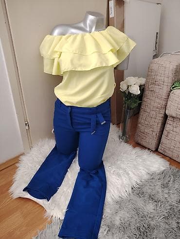 Muška obuća: Ženske elegantne pantalone – kraljevsko plave - Model: ravna nogavica — 2