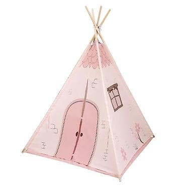 zimski skafanderi za decu: KikkaBoo Drveni šator Pink House – tipii za igru sa podlogom - — 1