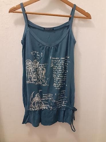 torbica sa biserima: Plava ženska tunika/majica na bretele - Boja: teal/plavo‑zelena - — 1