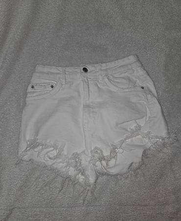 berška: ZARA ženske farmerke-šorts, beli denim - Model: kratki šorts od — 1