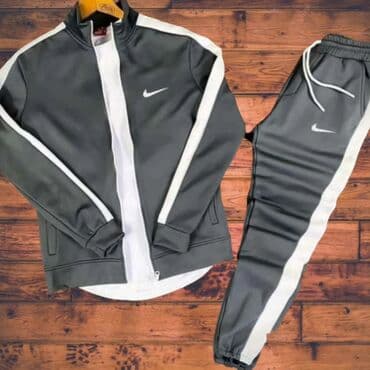 nike patike sa krznom: Crno-bela muška trenerka sa jaknom na rajsferšlus i pantalonama. Jakna — 3