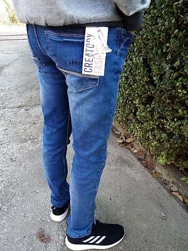 sivo odelo crna kosulja: Creatory farmerice nove, sa elastinom broj 31 slim-fit poluobim struka — 6
