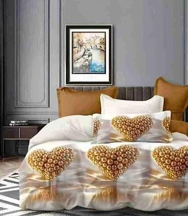 Bed sheets: Posteljina bracna luksuzna sa dva lica,višedelni setovi sa 3D štampom — 2