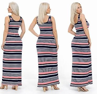 Ženska maxi haljina bez rukava – prugasti dezen - Kroj: duga na lalafo.rs Ženska maxi haljina bez rukava – prugasti dezen - Kroj: duga