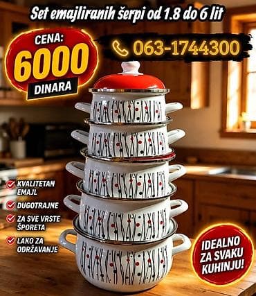 spojnica za crevo 1 col: Set emajliranih šerpi 1.8–6 l - Komplet od 5 šerpi sa poklopcima — 1