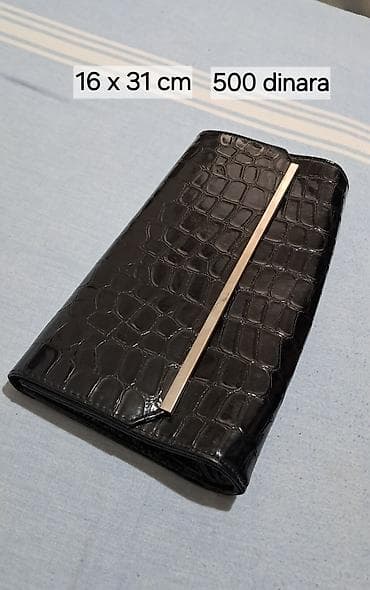 tamno bez boja: Elegantna crna pismo-tašna - Dimenzije: 16 x 31 cm - Cena: 500 dinara — 1