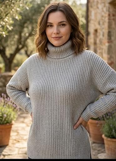 moher dzemper: Ženski pleteni džemper sa rol-kragnom - Klasična rol-kragna za — 1