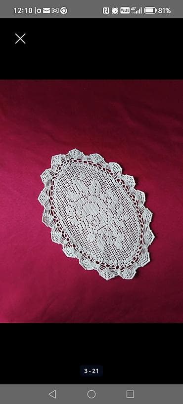 l profili cena: Ručno heklani miljei – od finog pamučnog konca u prirodnoj, beloj — 1