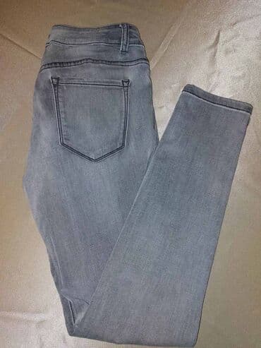 pantalone sa resama: SIVE FARMERKE Uske tegljive farmerke sive boje, na fazon ispranih — 2