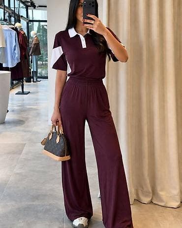 steznik za rame: Ženski komplet – bluza i pantalone širokog kroja - Dizajn: ležeran i — 10