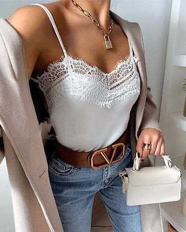 mindjuse na engleskom: ✅Ženski satenski top na bretele sa čipkanim detaljima-1450 din — 2