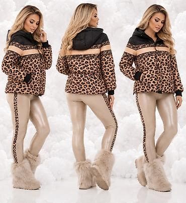lavlja sapa: Ženska zimska kombinacija – jakna sa leopard dezenom + sjajne helanke — 4