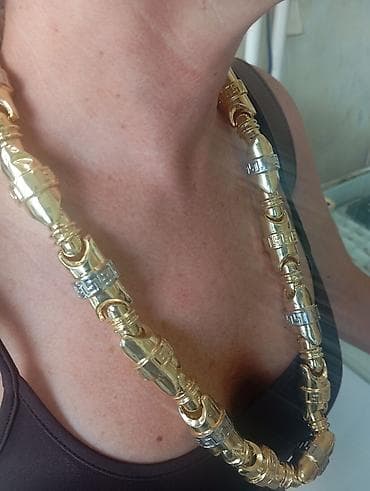 torbice za opasac: Masivni zlatni lanac 14k unikatni dizajn - Materijal: metal u zlatnoj — 3