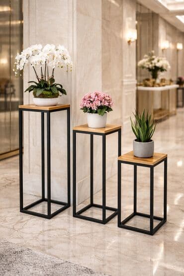 Set postolja/stočića industrijskog dizajna - Materijal: masivno drvo